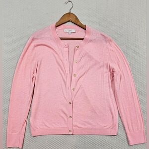 LOFT Ann Taylor Light Pink Cardigan Button Down Sweater Size XXL